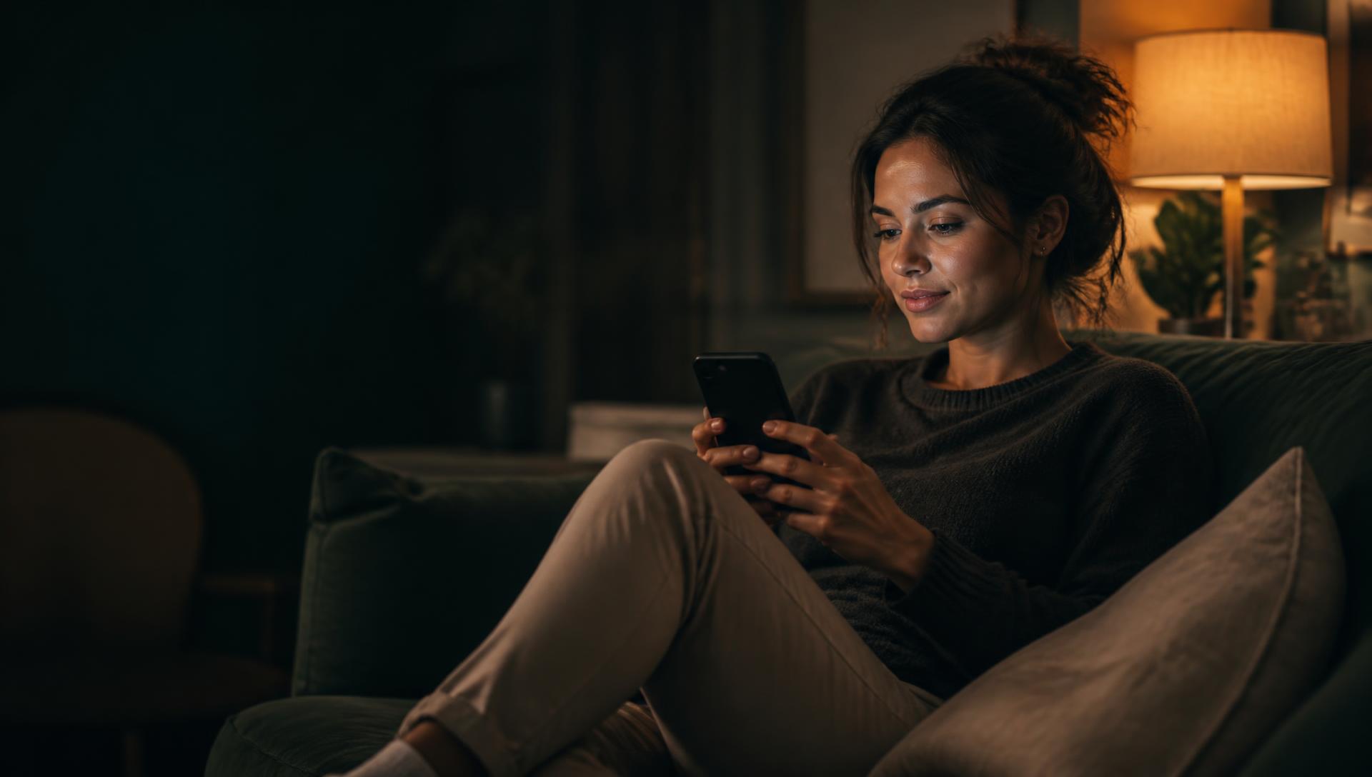 A parent browsing social media on a phone at home
